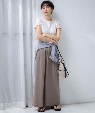 23区 【汗じみ防止/速乾性】フレンチスリーブ  IT Tシャツ ベージュ系