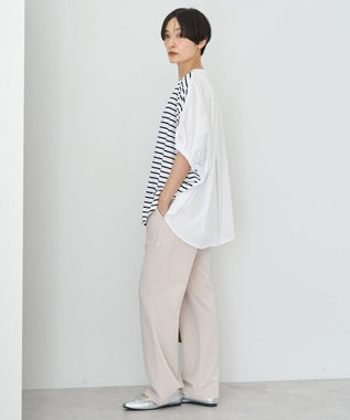 AMERICAN HOLIC 異素材ドッキングドルマンプルオーバー Border Ivory