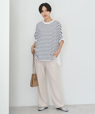 AMERICAN HOLIC 異素材ドッキングドルマンプルオーバー Border Ivory