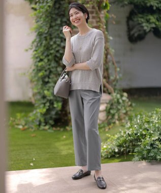 J.PRESS LADIES L SOFTシャンブレー テーパード パンツ ライトグレー系