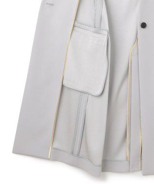 BEIGE， 【L-size】CINDY / ノーカラーロングジャケット Ice blue × White