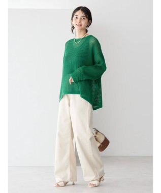 AMERICAN HOLIC 透かし編みメッシュニットプルオーバー Green