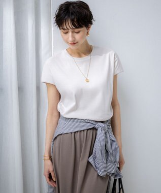 23区 S 【汗じみ防止/速乾性】フレンチスリーブ  IT Tシャツ ベージュ系