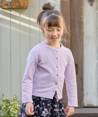ANY KIDS スナップボタン フレンチ カーディガン ラベンダー