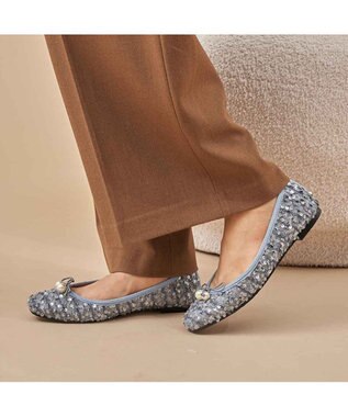 MODE ET JACOMO <carino>パールビジュー付きデザインバレエ ブルー