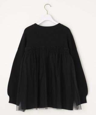 ANY SIS S 【洗える】ビスチェ風チュールコンビ ニット ブラック