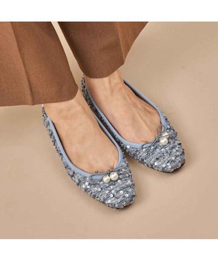 MODE ET JACOMO <carino>パールビジュー付きデザインバレエ ブルー