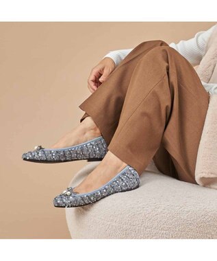MODE ET JACOMO <carino>パールビジュー付きデザインバレエ ブルー