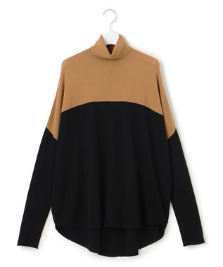 ICB L 【新色追加・WEB限定カラーあり】 ヴィスコースワイド タートルネックプルオーバー キャメル×ブラック［WEB限定］
