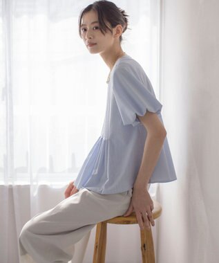 組曲 S ドビーストライプピンタック ブラウス ブルーストライプ系1