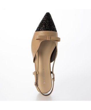 MODE ET JACOMO <carino>グリッターコンビフラットシューズ ベージュコンビ