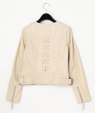 GRACE CONTINENTAL レースアップライダースジャケット ベージュ