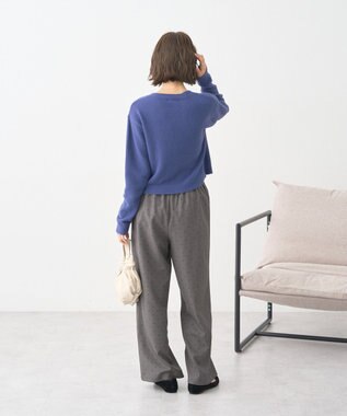 earth music&ecology 【イージーケア】パウダーシャギークルーネックカーディガン Navy