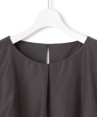 23区 S 【汗じみ防止/洗える】スムースデザイン ラッフルカラー カットソー ダークブラウン系