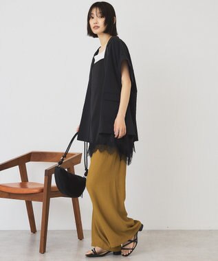 AMERICAN HOLIC イレギュラーヘムサテンレースキャミソール Black