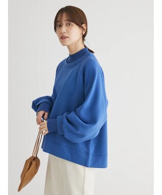 Green Parks 裏起毛ニットリブドッキングプルオーバー Blue