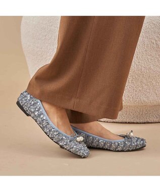 MODE ET JACOMO <carino>パールビジュー付きデザインバレエ ブルー