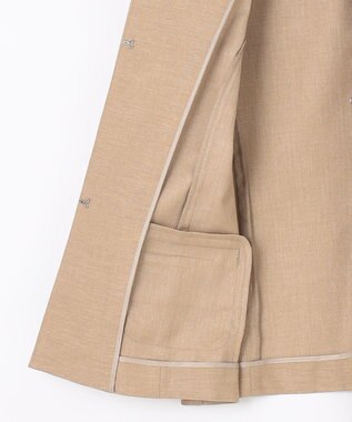 J.PRESS LADIES L 【洗える】FLAXASAオックス ノーカラー ジャケット ベージュ系