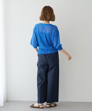 YECCA VECCA コットンイージー切替ワイドパンツ Navy