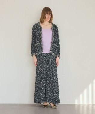 GRACE CONTINENTAL ツイーディーニットジャケット ブラック