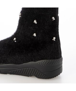 MODE ET JACOMO <carino>ビジュー付きニットブーツ ブラック