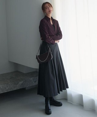 J.PRESS LADIES ジョーゼットダンボール スキッパー カットソー パープル系