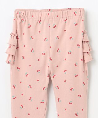 ANY KIDS 【WEB限定】フリル付き総柄レギンス ピンク×チェリー