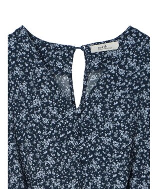 earth music&ecology 小花柄Ｖネックワンピース Navy