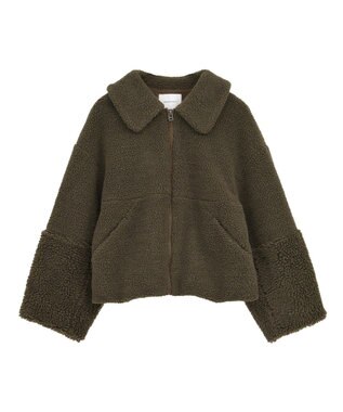 AMERICAN HOLIC 衿付きボアブルゾン Gray Beige