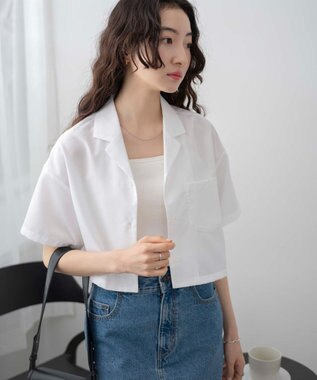 WEGO オープンカラーショートシャツ ホワイト