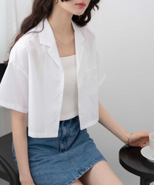 WEGO オープンカラーショートシャツ ホワイト