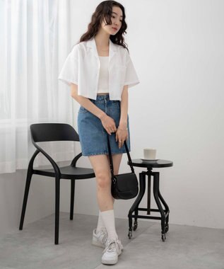 WEGO オープンカラーショートシャツ ホワイト