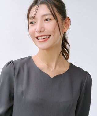 Tiaclasse L フロッキードッキングワンピース チャコールグレー×グレーチェック