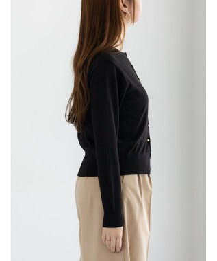 Te chichi メタルスクエア釦クルーネックカーディガン ブラック