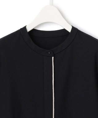 ICB L 【洗える】コンパクトモクロディ バンドカラーカットソー ブラック系