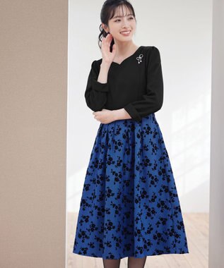 Tiaclasse L フロッキードッキングワンピース ブラック×ブルーチェック