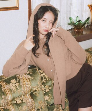 earth music&ecology 【イージーケア】パウダーシャギークルーネックカーディガン Beige