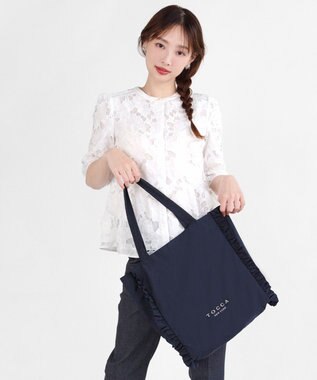 TOCCA 【大人百花掲載】【A4サイズ対応・折りたたみ可】TRIM WAVES SUBBAG サブバッグ ネイビー系