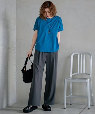 23区 L 【洗える】ALBINIコーコラン シャツテール Tシャツ ブルー系