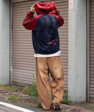 WEGO 【ユニセックス着用ITEM】ラインラグランZIPパーカー ネイビー