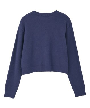 earth music&ecology 【イージーケア】パウダーシャギークルーネックカーディガン Navy