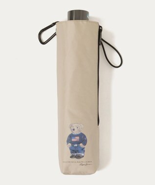 MOONBAT 【WEB限定/遮光率100%/遮熱/UV/耐風】POLO RALPH LAUREN（ポロ ラルフローレン）晴雨兼用日傘 ポロベア 無地 折りたたみ傘 ベージュ