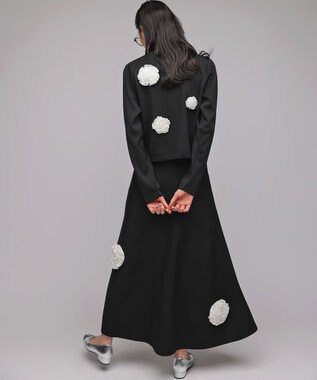 組曲 S 【組曲×setsuko sagittaire】ボンボンフラワーニット カーディガン ブラック系