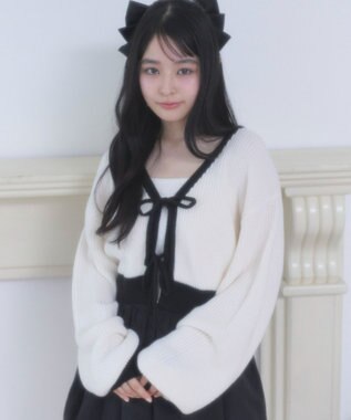 WEGO リボンカーディガン オフホワイト