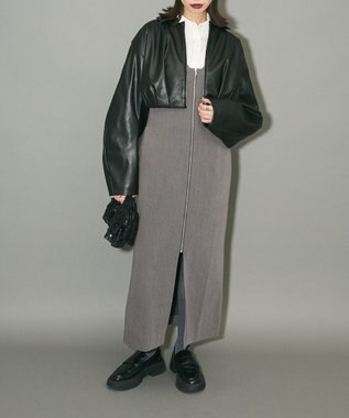 Green Parks フェイクレザーショートブルゾン Black