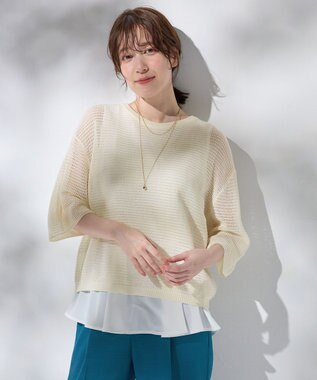 ANY 【洗濯機可/アンチピリング】アイレットメッシュニット オフ