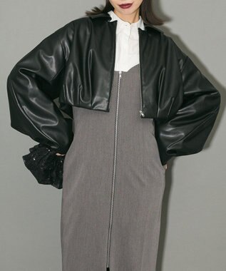 Green Parks フェイクレザーショートブルゾン Black