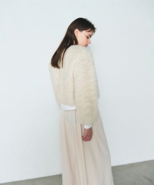 GRACE CONTINENTAL フェイクファーニットカーディガン ホワイト