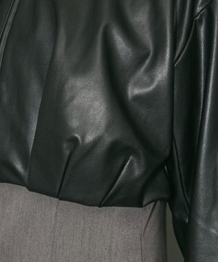 Green Parks フェイクレザーショートブルゾン Black