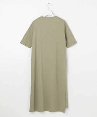 自由区 【洗える】リラックスジャージー クルーネックワンピース カーキ系